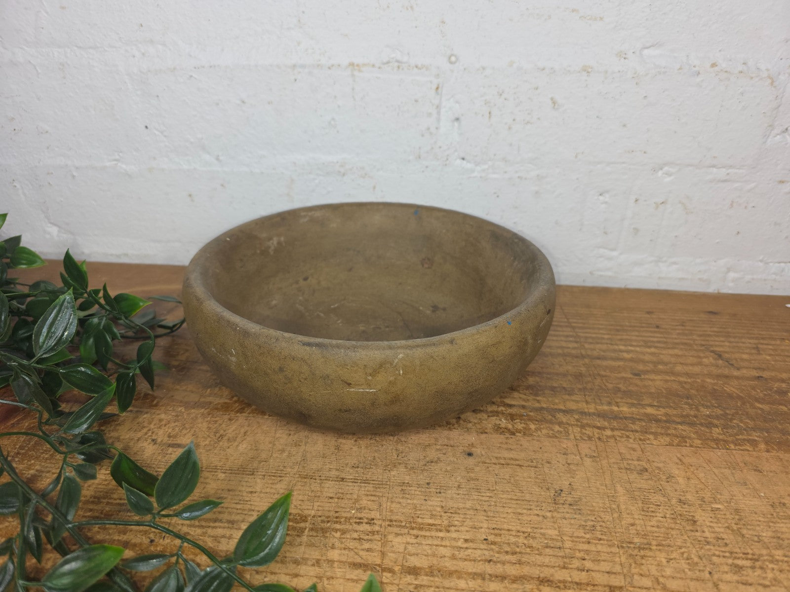 Rustic Wabi Sabi Antique Hand Carved Solid Stone Bowl Dish