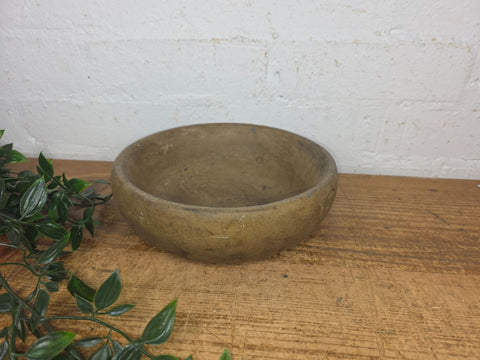 Rustic Wabi Sabi Antique Hand Carved Solid Stone Bowl Dish