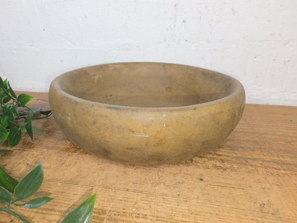 Rustic Wabi Sabi Antique Hand Carved Solid Stone Bowl Dish