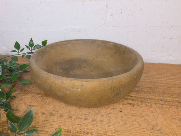 Rustic Wabi Sabi Antique Hand Carved Solid Stone Bowl Dish