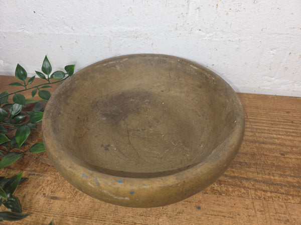 Rustic Wabi Sabi Antique Hand Carved Solid Stone Bowl Dish