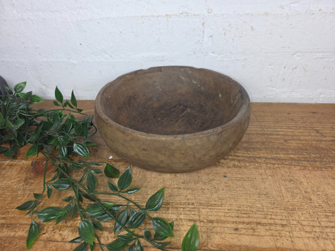 Rustic Wabi Sabi Antique Hand Carved Solid Stone Bowl Dish