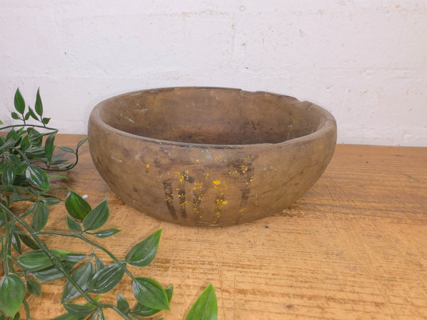 Rustic Wabi Sabi Antique Hand Carved Solid Stone Bowl Dish