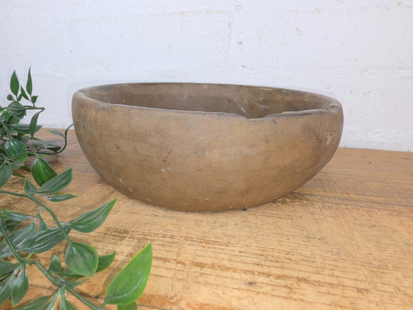 Rustic Wabi Sabi Antique Hand Carved Solid Stone Bowl Dish