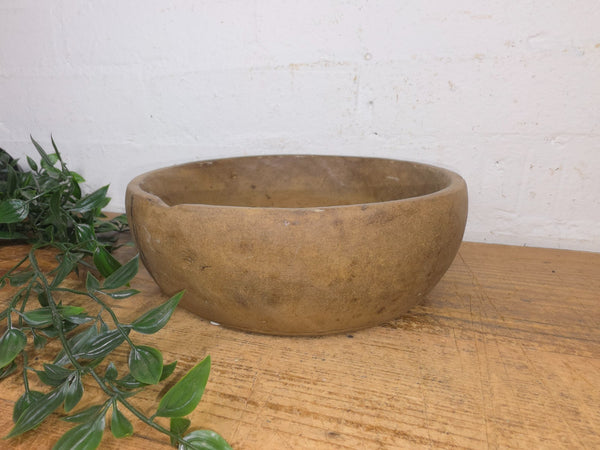 Rustic Wabi Sabi Antique Hand Carved Solid Stone Bowl Dish