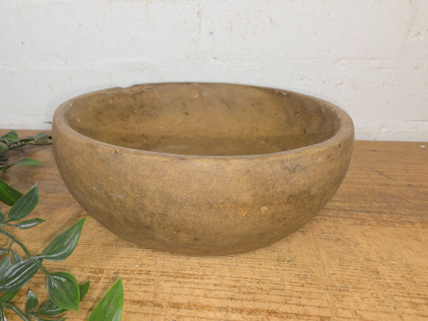 Rustic Wabi Sabi Antique Hand Carved Solid Stone Bowl Dish