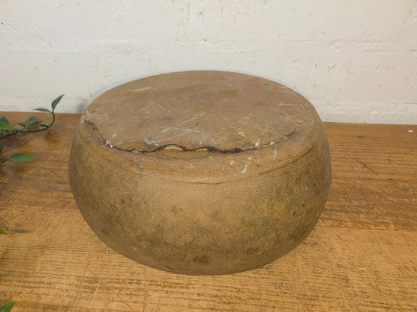 Rustic Wabi Sabi Antique Hand Carved Solid Stone Bowl Dish