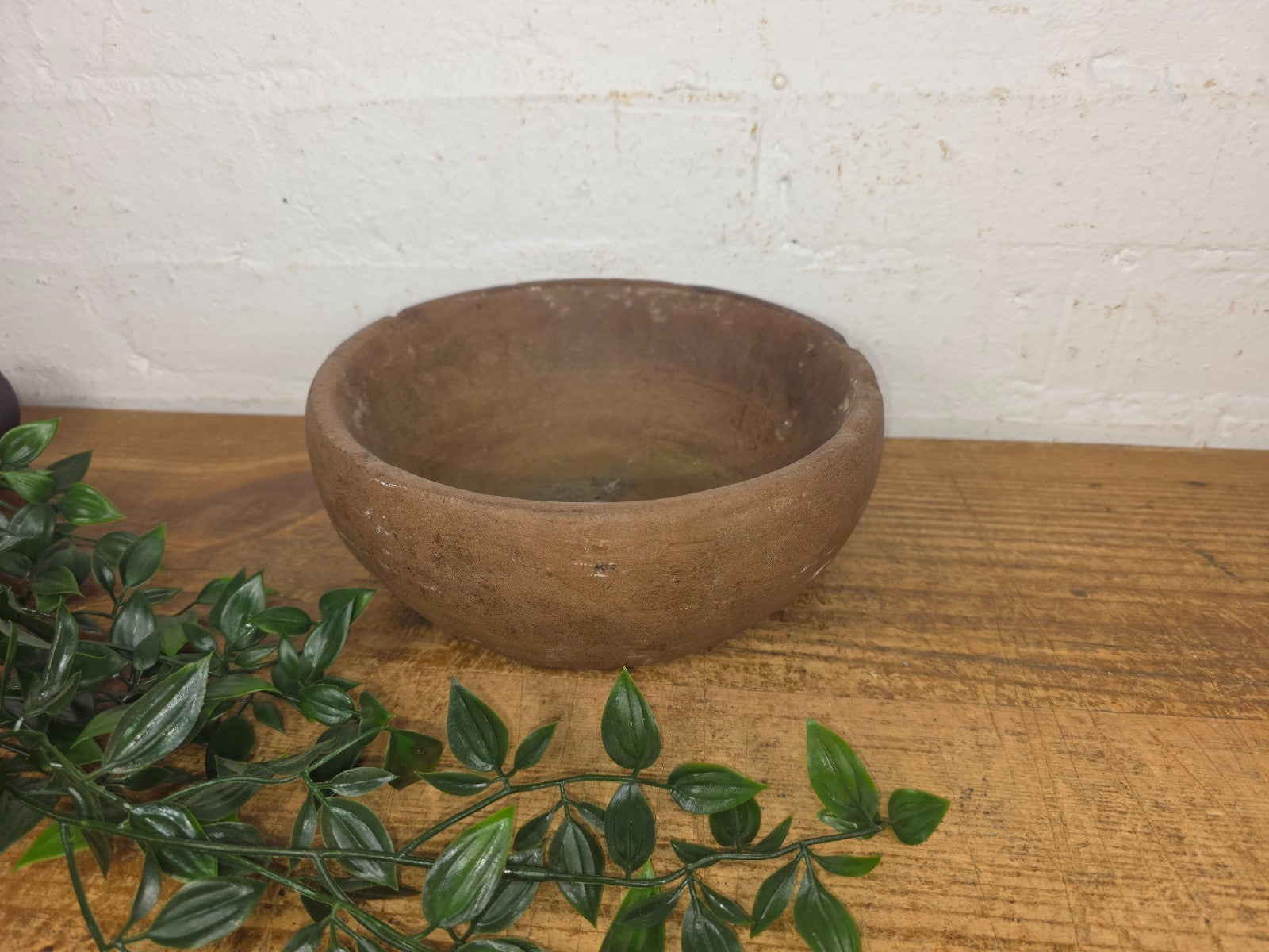 Rustic Wabi Sabi Antique Hand Carved Solid Stone Bowl Dish