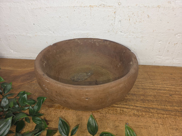 Rustic Wabi Sabi Antique Hand Carved Solid Stone Bowl Dish