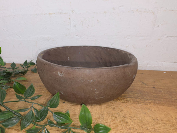 Rustic Wabi Sabi Antique Hand Carved Solid Stone Bowl Dish