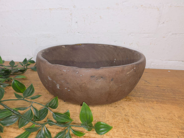 Rustic Wabi Sabi Antique Hand Carved Solid Stone Bowl Dish
