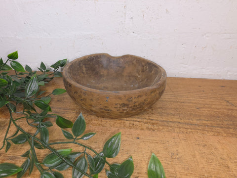 Rustic Wabi Sabi Antique Hand Carved Solid Stone Bowl Dish