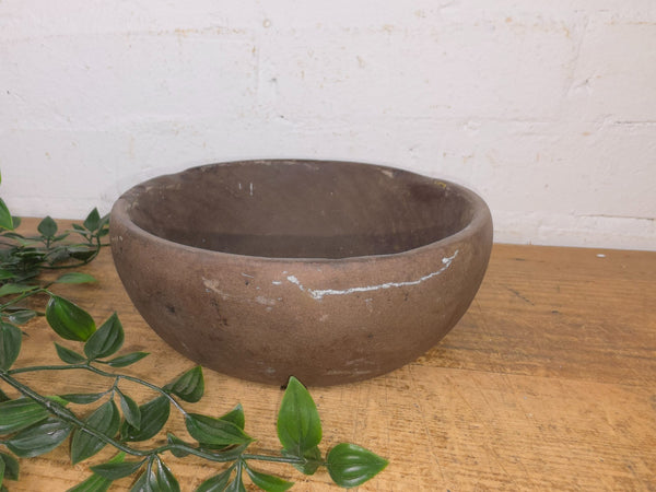 Rustic Wabi Sabi Antique Hand Carved Solid Stone Bowl Dish