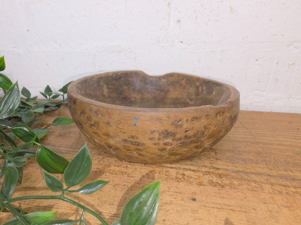 Rustic Wabi Sabi Antique Hand Carved Solid Stone Bowl Dish