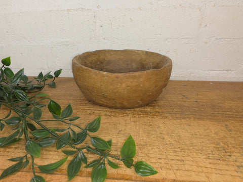 Rustic Wabi Sabi Antique Hand Carved Solid Stone Bowl Dish