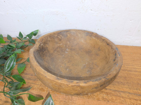 Rustic Wabi Sabi Antique Hand Carved Solid Stone Bowl Dish