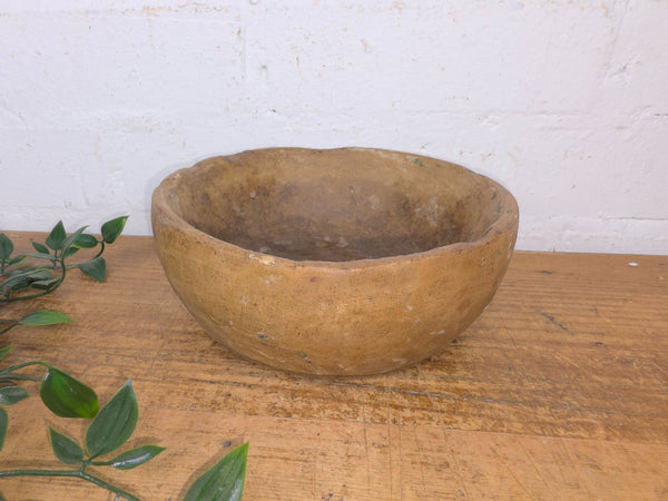 Rustic Wabi Sabi Antique Hand Carved Solid Stone Bowl Dish
