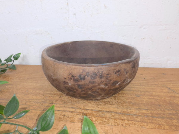 Rustic Wabi Sabi Antique Hand Carved Solid Stone Bowl Dish