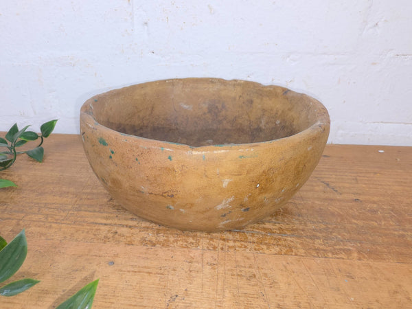 Rustic Wabi Sabi Antique Hand Carved Solid Stone Bowl Dish