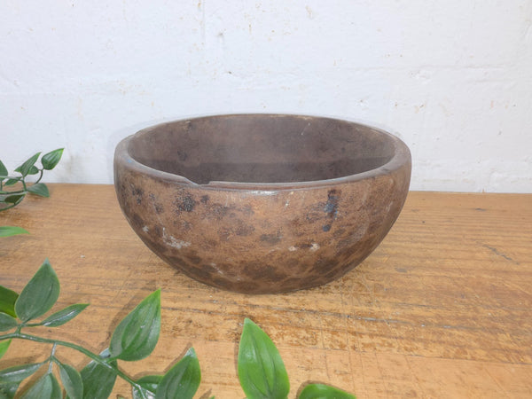 Rustic Wabi Sabi Antique Hand Carved Solid Stone Bowl Dish