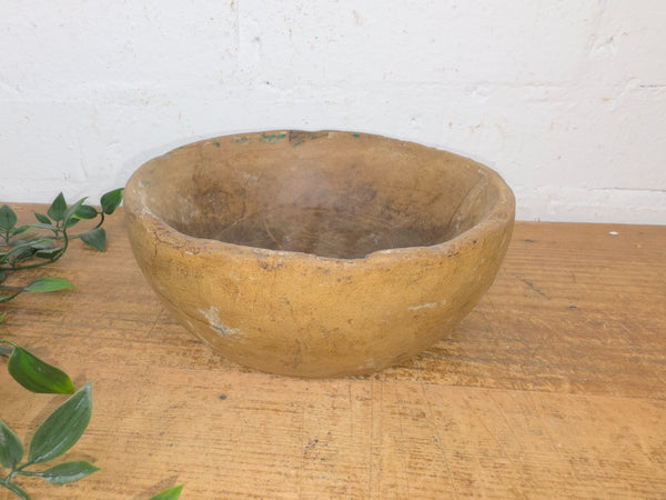 Rustic Wabi Sabi Antique Hand Carved Solid Stone Bowl Dish