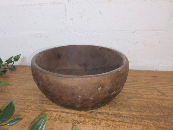 Rustic Wabi Sabi Antique Hand Carved Solid Stone Bowl Dish