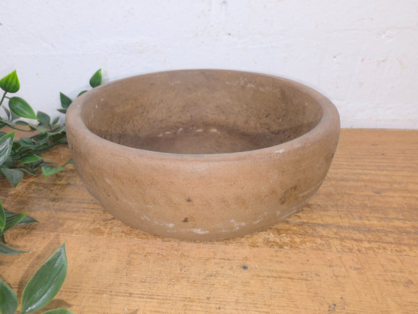 Rustic Wabi Sabi Antique Hand Carved Solid Stone Bowl Dish