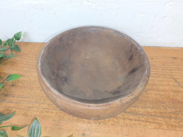 Rustic Wabi Sabi Antique Hand Carved Solid Stone Bowl Dish