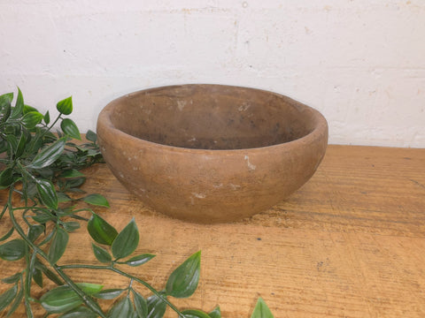 Rustic Wabi Sabi Antique Hand Carved Solid Stone Bowl Dish