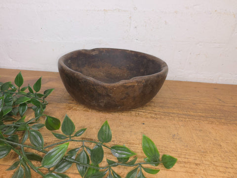 Rustic Wabi Sabi Antique Hand Carved Solid Stone Bowl Dish