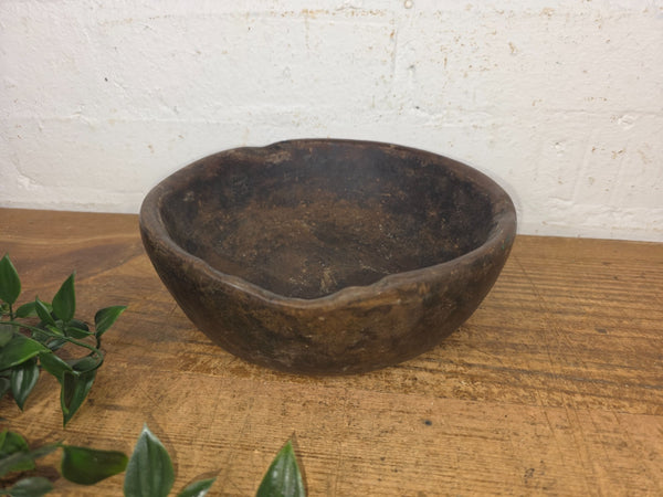 Rustic Wabi Sabi Antique Hand Carved Solid Stone Bowl Dish