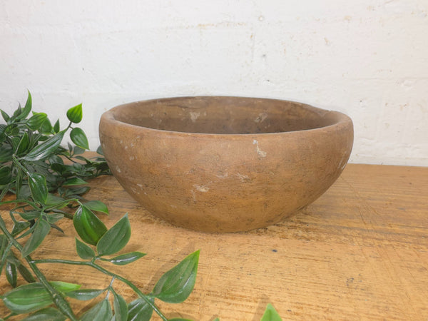 Rustic Wabi Sabi Antique Hand Carved Solid Stone Bowl Dish
