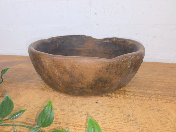 Rustic Wabi Sabi Antique Hand Carved Solid Stone Bowl Dish