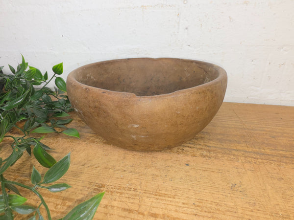 Rustic Wabi Sabi Antique Hand Carved Solid Stone Bowl Dish
