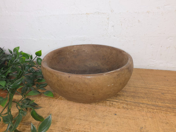Rustic Wabi Sabi Antique Hand Carved Solid Stone Bowl Dish