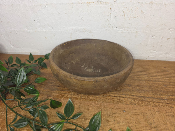Rustic Wabi Sabi Antique Hand Carved Solid Stone Bowl Dish