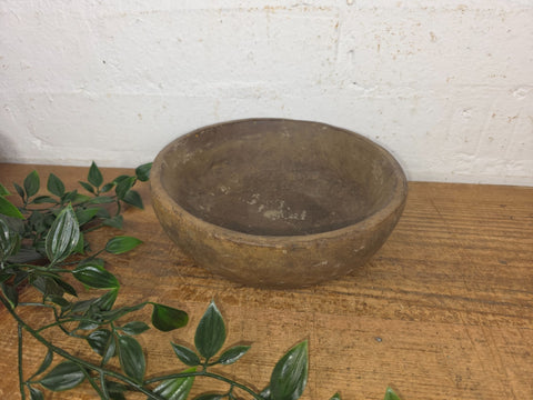 Rustic Wabi Sabi Antique Hand Carved Solid Stone Bowl Dish