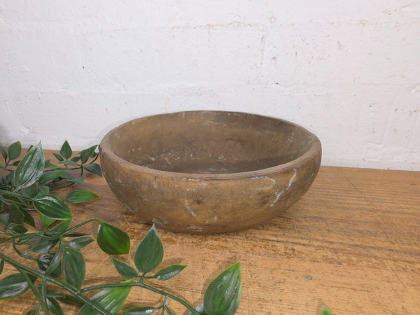 Rustic Wabi Sabi Antique Hand Carved Solid Stone Bowl Dish
