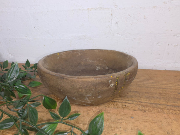 Rustic Wabi Sabi Antique Hand Carved Solid Stone Bowl Dish