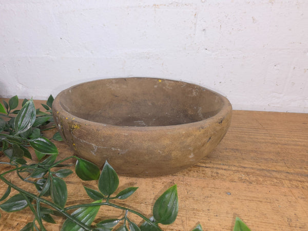 Rustic Wabi Sabi Antique Hand Carved Solid Stone Bowl Dish