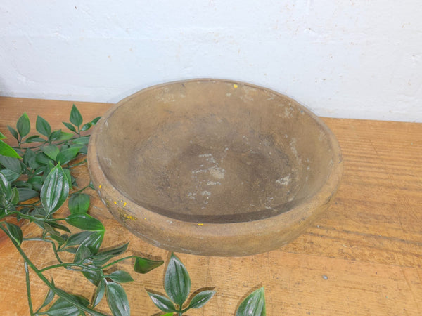 Rustic Wabi Sabi Antique Hand Carved Solid Stone Bowl Dish
