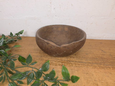 Rustic Wabi Sabi Antique Hand Carved Solid Stone Bowl Dish