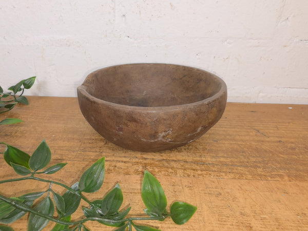Rustic Wabi Sabi Antique Hand Carved Solid Stone Bowl Dish