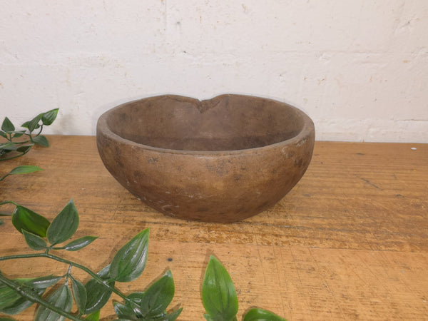 Rustic Wabi Sabi Antique Hand Carved Solid Stone Bowl Dish