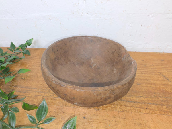 Rustic Wabi Sabi Antique Hand Carved Solid Stone Bowl Dish