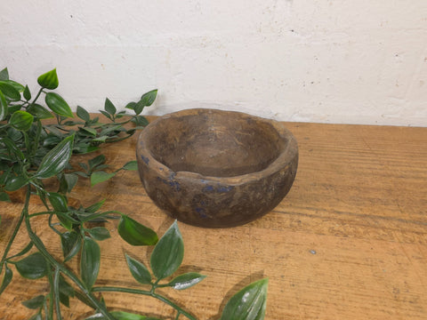 Rustic Wabi Sabi Antique Hand Carved Solid Stone Bowl Dish