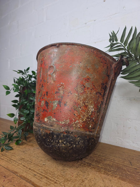 Vintage Rustic industrial Metal Fire Bucket Garden Planter Tub Hanging Basket
