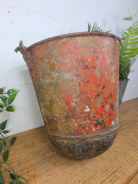 Vintage Rustic industrial Metal Fire Bucket Garden Planter Tub Hanging Basket