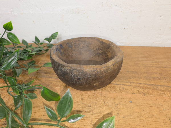 Rustic Wabi Sabi Antique Hand Carved Solid Stone Bowl Dish