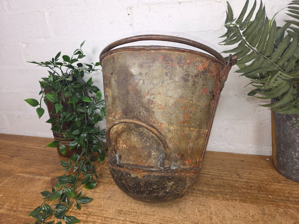 Vintage Rustic industrial Metal Fire Bucket Garden Planter Tub Hanging Basket